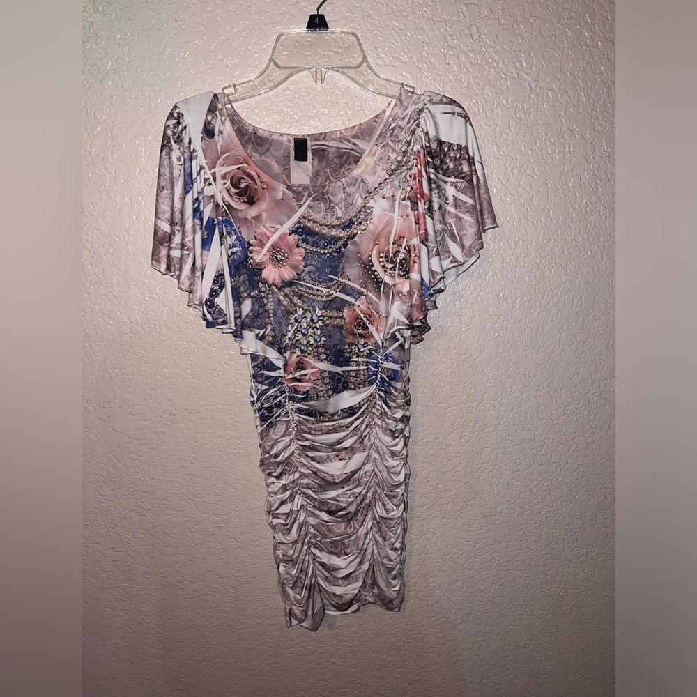 Diva Floral Ruched Mini Dress
